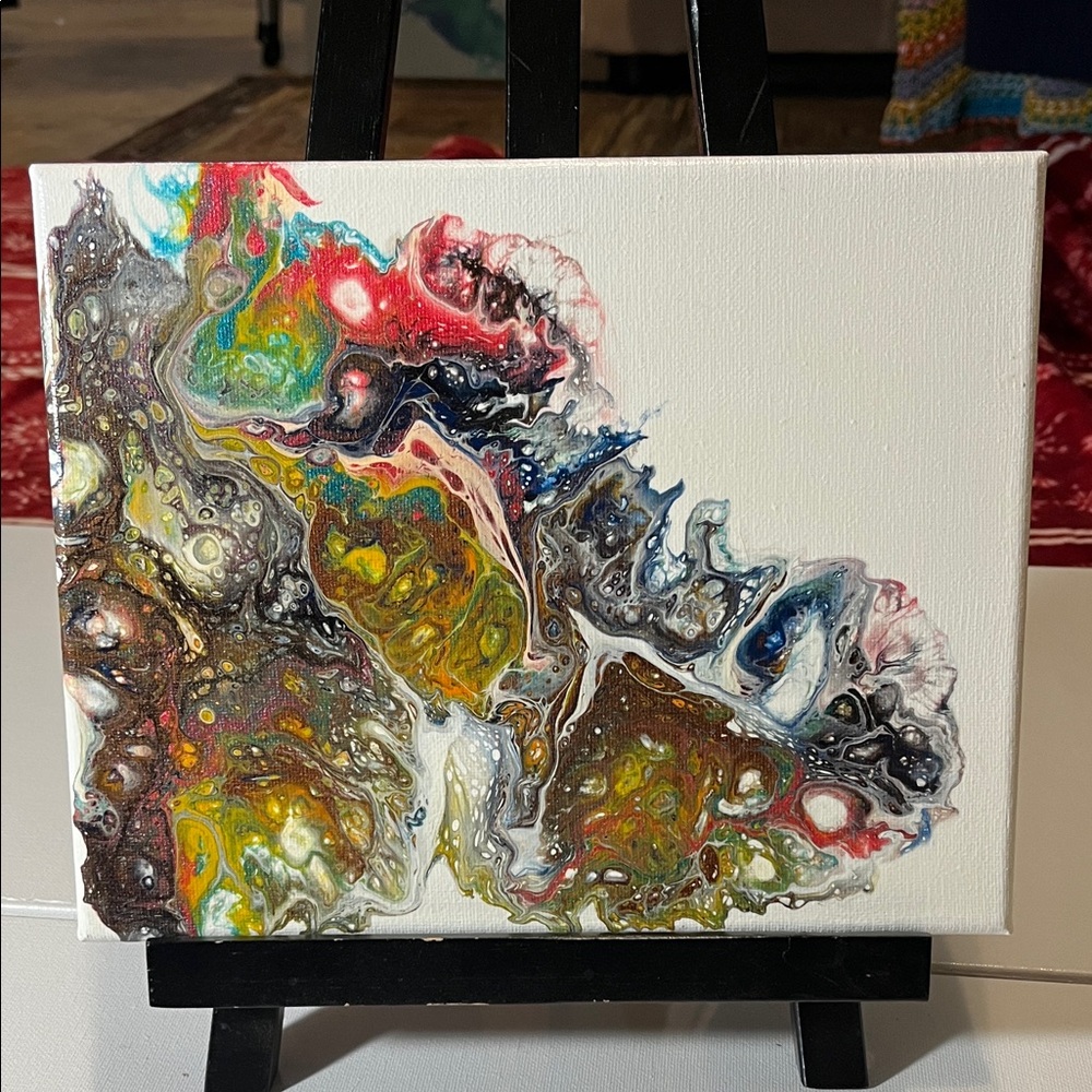 Abstract Fluid Art Canvas with Multicolor Swirls